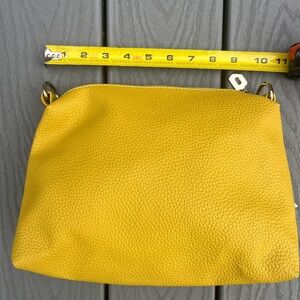 Compact Yellow Pebbled faux Leather clutch Bag